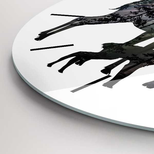 Pendule murale ronde Famille des cerfs