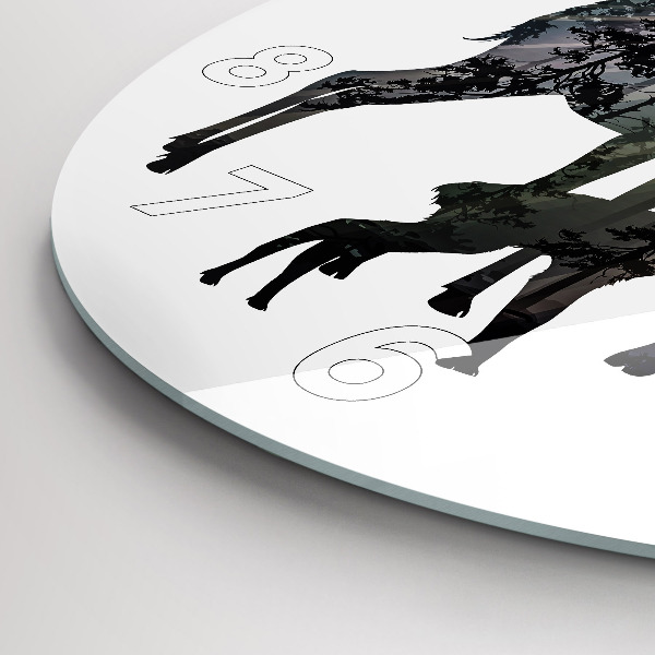 Pendule murale ronde Famille des cerfs