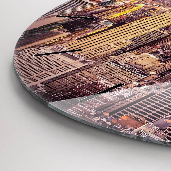 Pendule murale ronde Coucher de soleil à New York