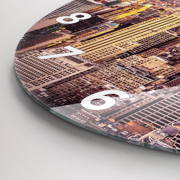 Pendule murale ronde Coucher de soleil à New York