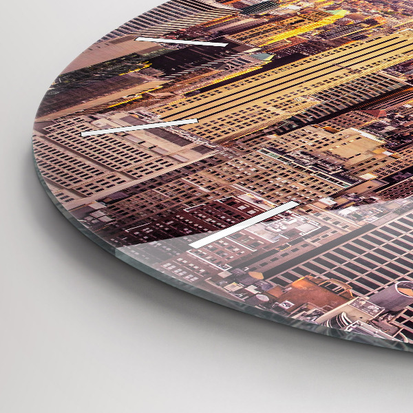 Pendule murale ronde Coucher de soleil à New York