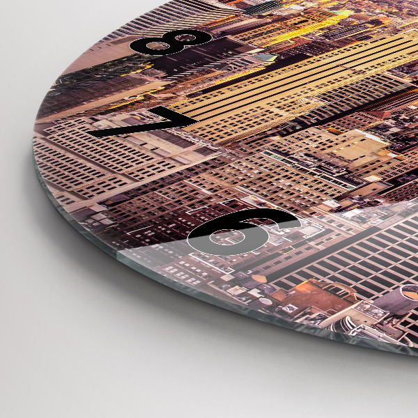 Pendule murale ronde Coucher de soleil à New York