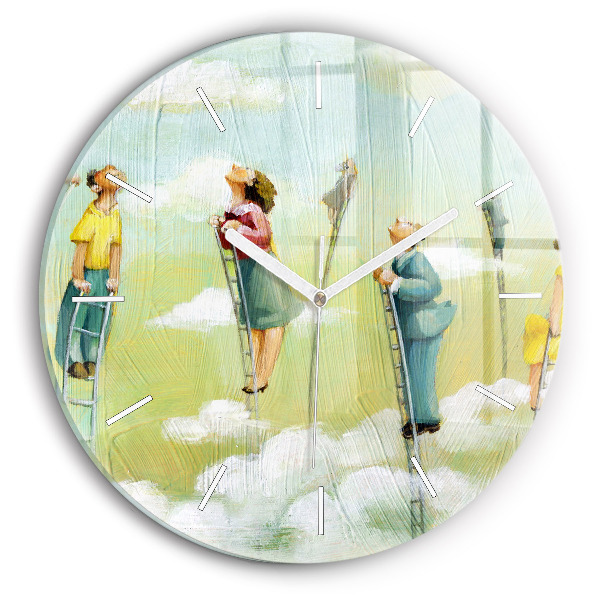 Pendule murale ronde Des gens sur des échelles