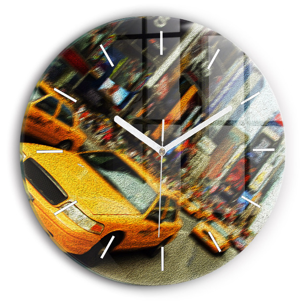 Pendule murale ronde Les taxis de New York