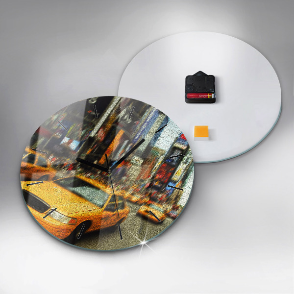 Pendule murale ronde Les taxis de New York