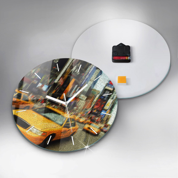 Pendule murale ronde Les taxis de New York