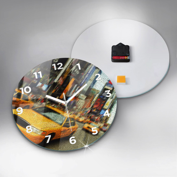 Pendule murale ronde Les taxis de New York