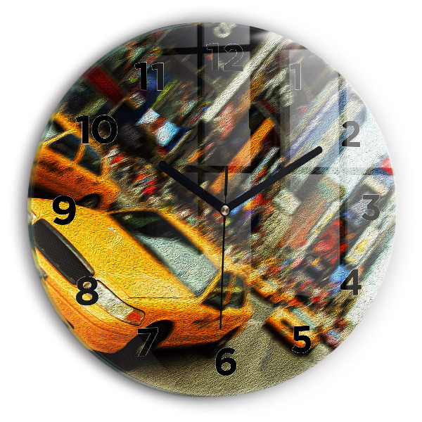 Pendule murale ronde Les taxis de New York