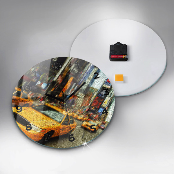 Pendule murale ronde Les taxis de New York