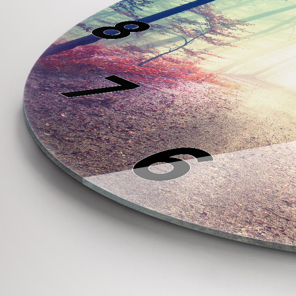 Pendule murale ronde 'Route d''automne Forêt Brouillard'