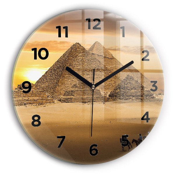 Horloge ronde Pyramides et coucher de soleil