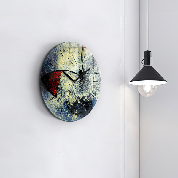 Pendule murale ronde Papillon style vintage