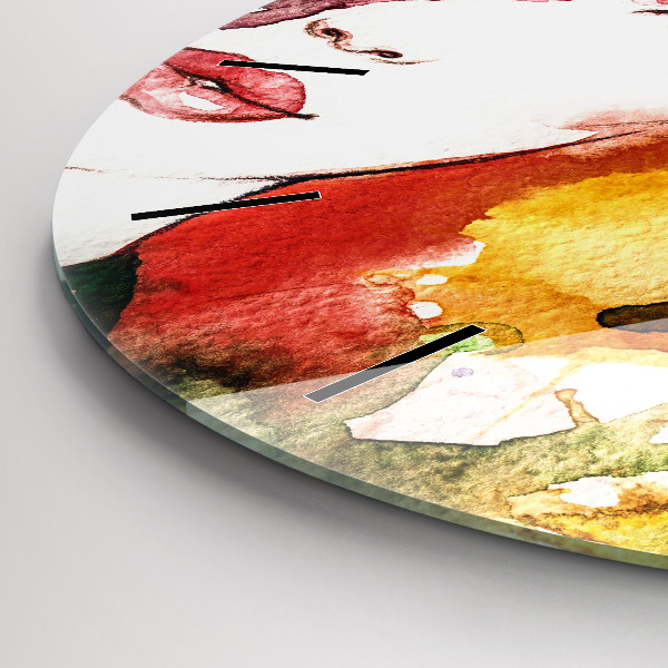 Pendule murale ronde 'Portrait coloré d''une femme'