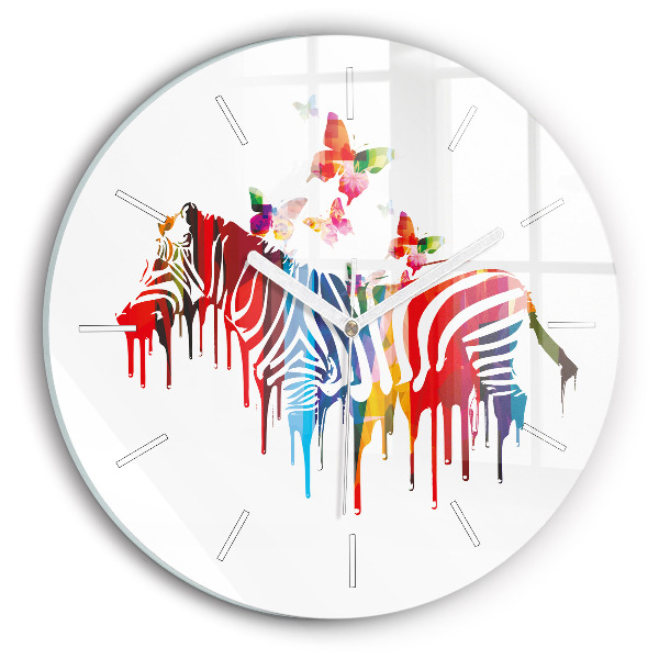 Pendule murale ronde Zèbre coloré