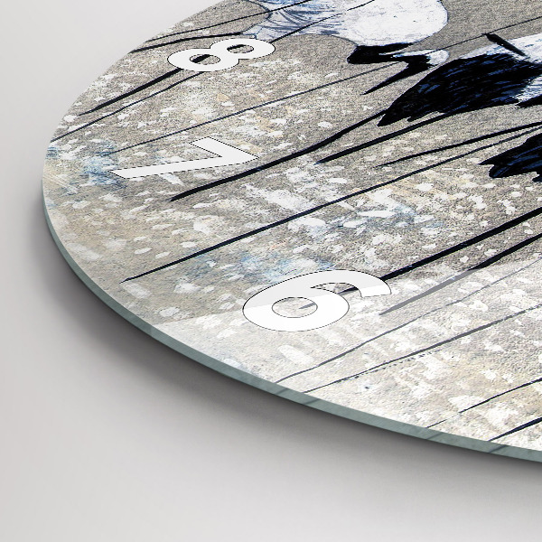 Pendule murale ronde Grues dans les roseaux