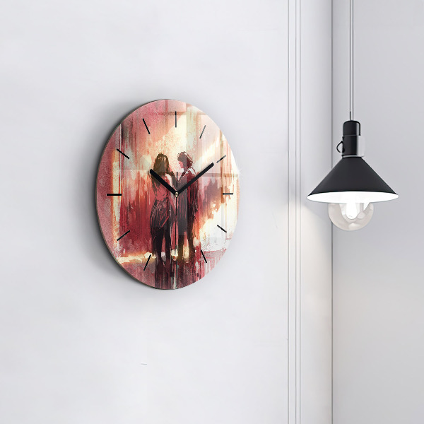 Pendule murale ronde Jeune couple amoureux