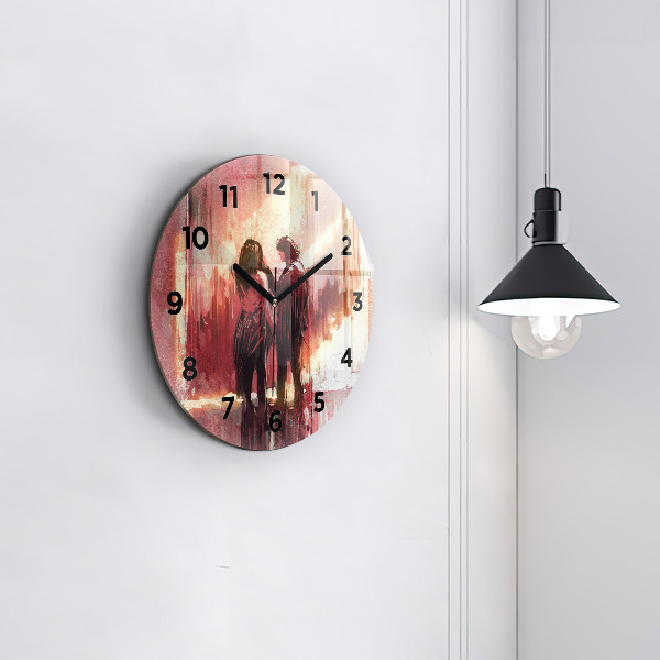 Pendule murale ronde Jeune couple amoureux