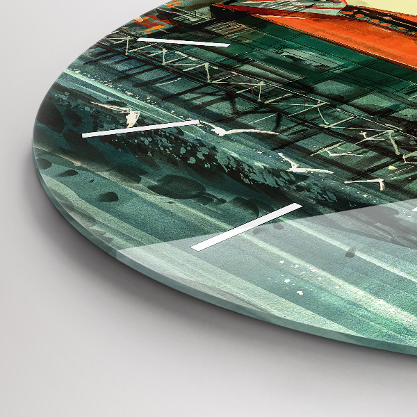 Pendule murale ronde Village de pêcheurs