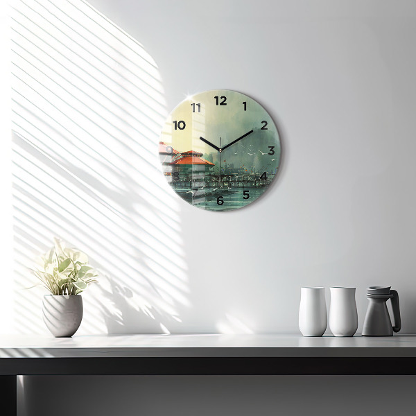 Pendule murale ronde Village de pêcheurs