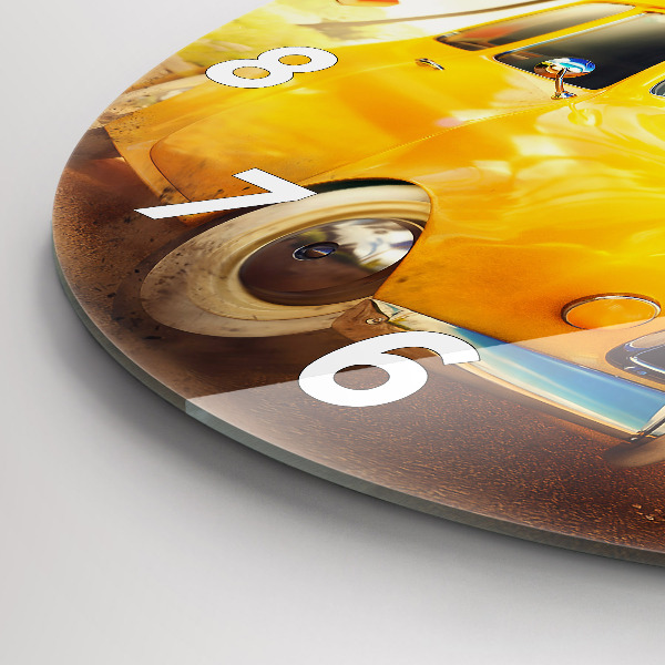 Pendule murale ronde Voiture avec planche de surf