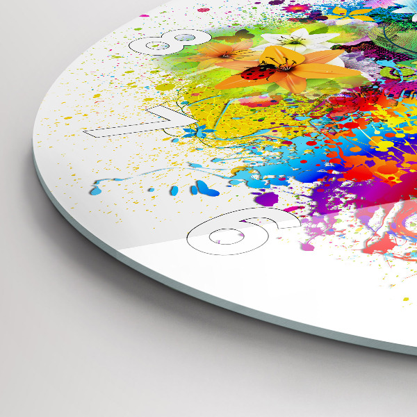 Pendule murale ronde Harmonie florale avec des papillons