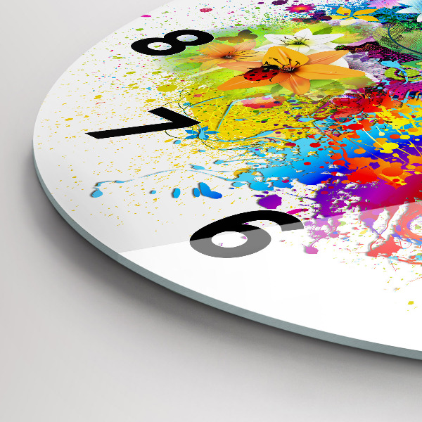 Pendule murale ronde Harmonie florale avec des papillons