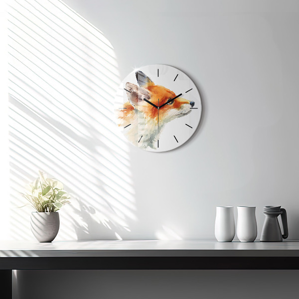Pendule murale ronde Aquarelle jeune renard