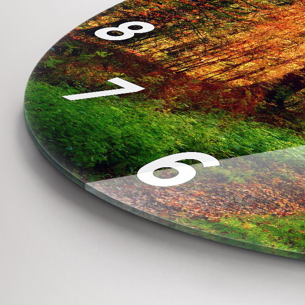 Pendule murale ronde 'Paysage de forêt d''automne'