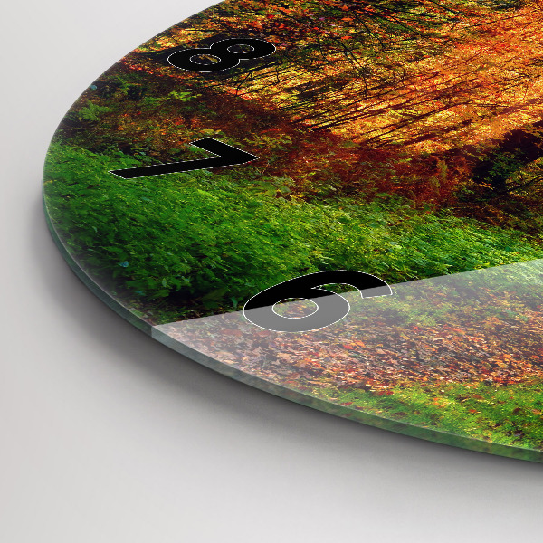 Pendule murale ronde 'Paysage de forêt d''automne'