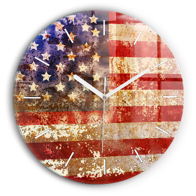Pendule murale ronde Drapeau américain vintage