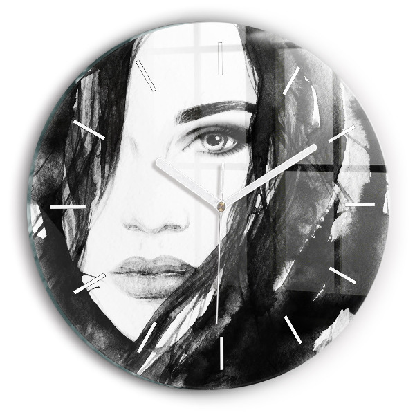Pendule murale ronde 'Portrait d''une femme'