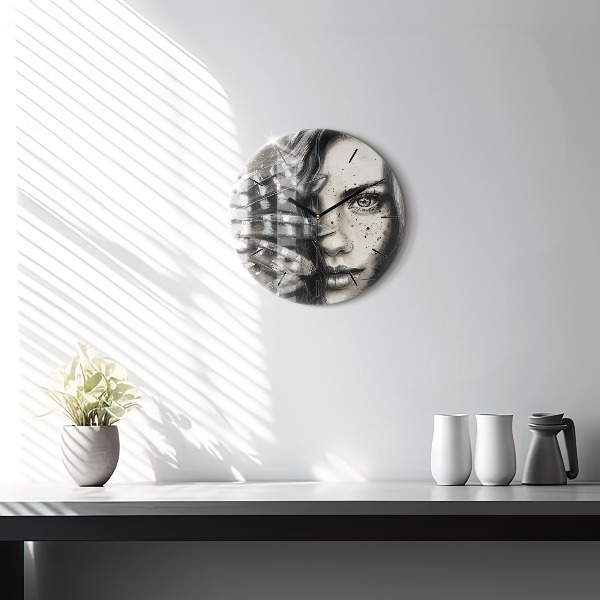 Horloge ronde Portrait peint