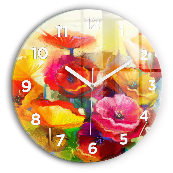 Horloge ronde Coquelicots colorés