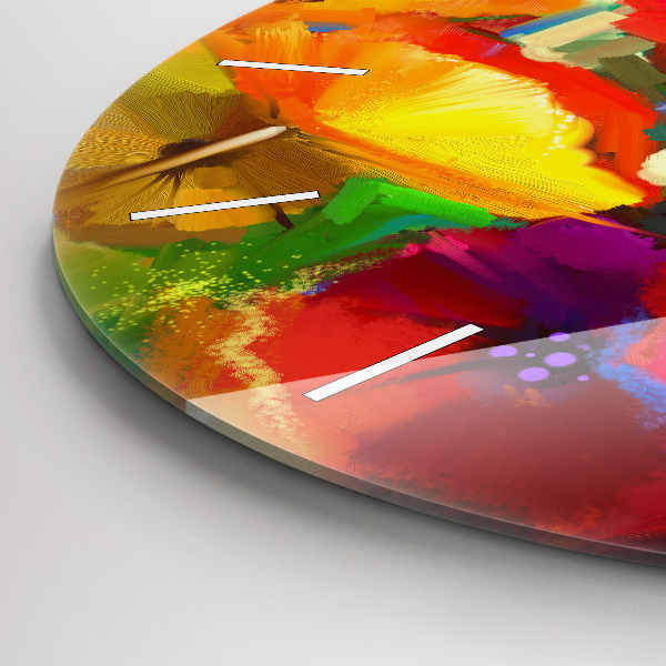 Horloge ronde Coquelicots colorés