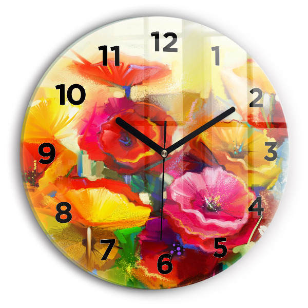 Horloge ronde Coquelicots colorés
