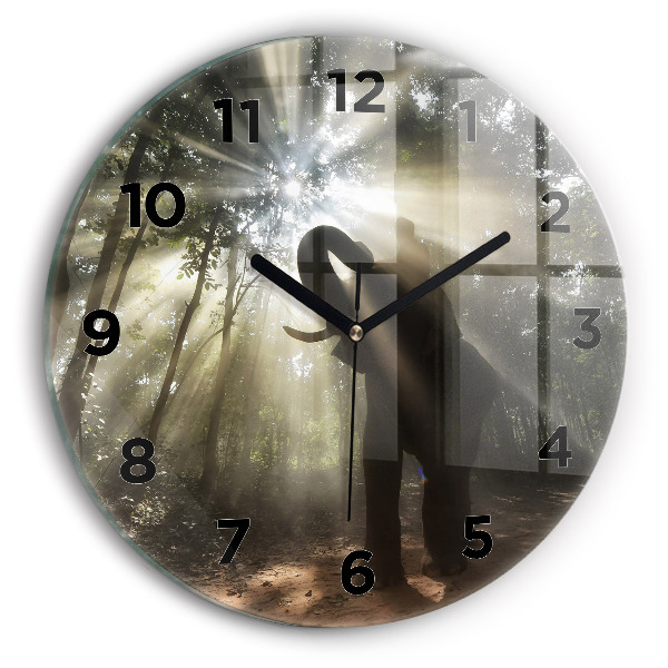 Horloge ronde Éléphant dans la jungle