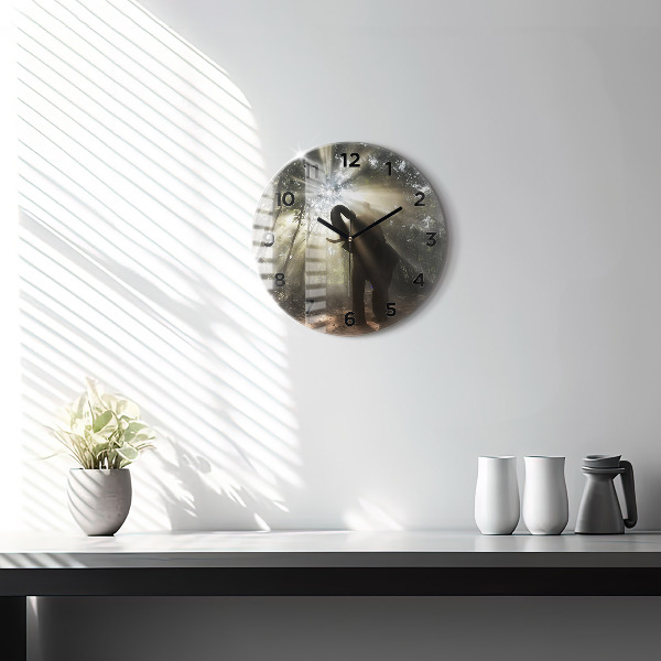 Horloge ronde Éléphant dans la jungle
