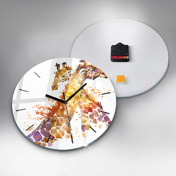 Horloge ronde Girafe - aquarelle