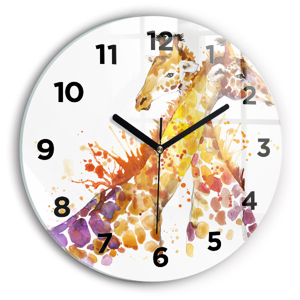 Horloge ronde Girafe - aquarelle