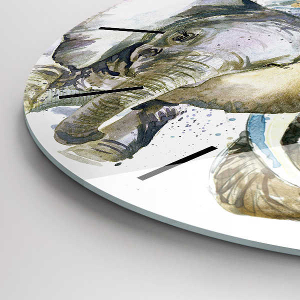 Horloge ronde Animaux peints éléphants