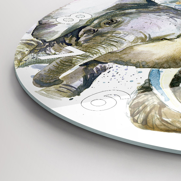 Horloge ronde Animaux peints éléphants