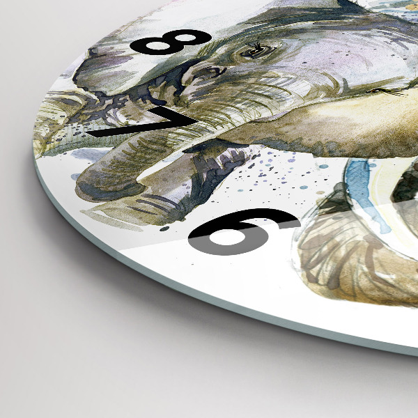 Horloge ronde Animaux peints éléphants