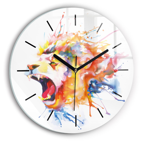 Horloge ronde Lion - aquarelle