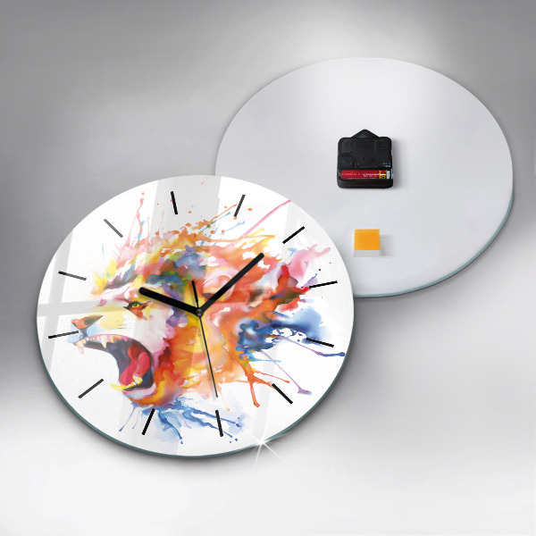 Horloge ronde Lion - aquarelle
