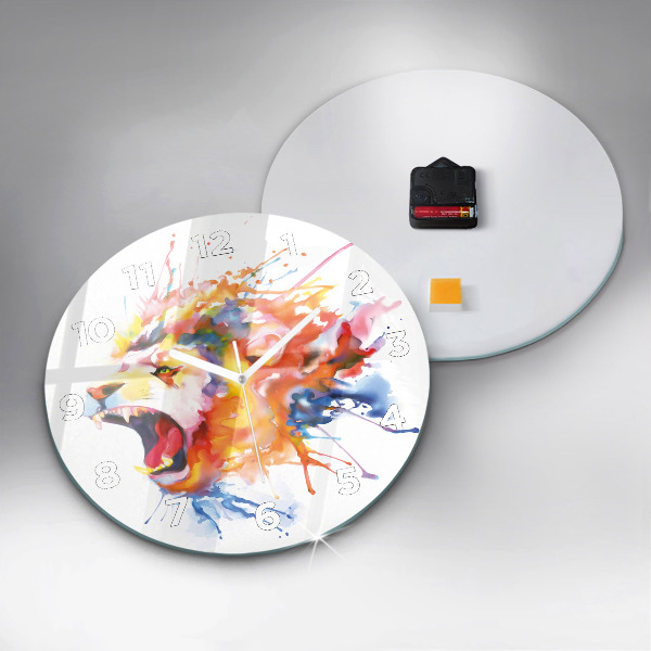 Horloge ronde Lion - aquarelle