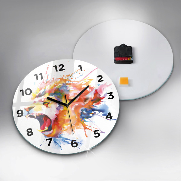 Horloge ronde Lion - aquarelle