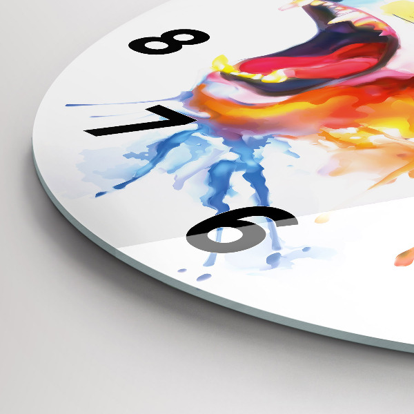 Horloge ronde Lion - aquarelle