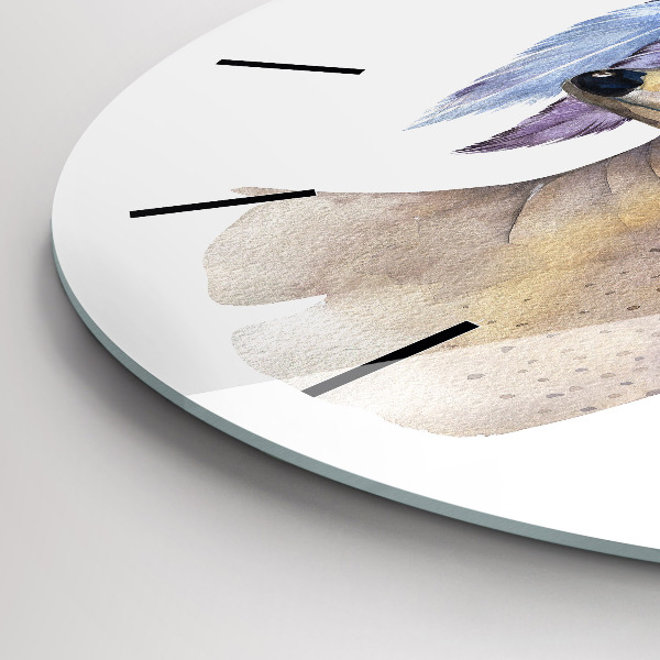 Horloge ronde Tête de cerf et fleurs