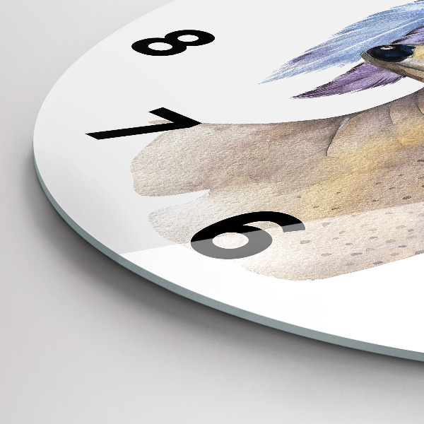 Horloge ronde Tête de cerf et fleurs