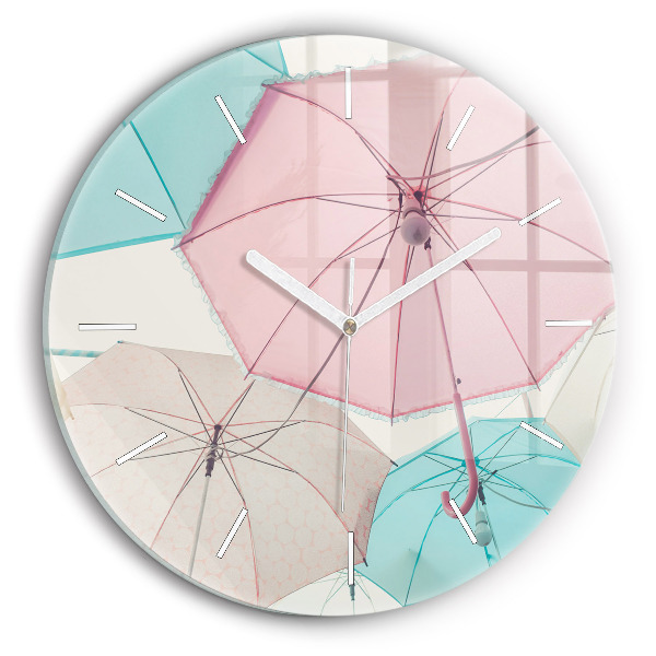 Horloge ronde Parapluies pastel